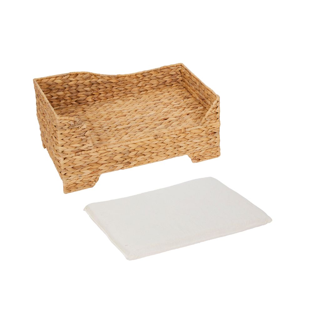 Indoor Wicker Cat/Dog Elevated Bed & Washable Cushion ST-N10002-UK