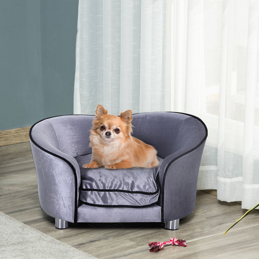 Modern Dog Sofa Couch Puppy Bed Kitten Lounge w/Storage Pocket Removable Cushion