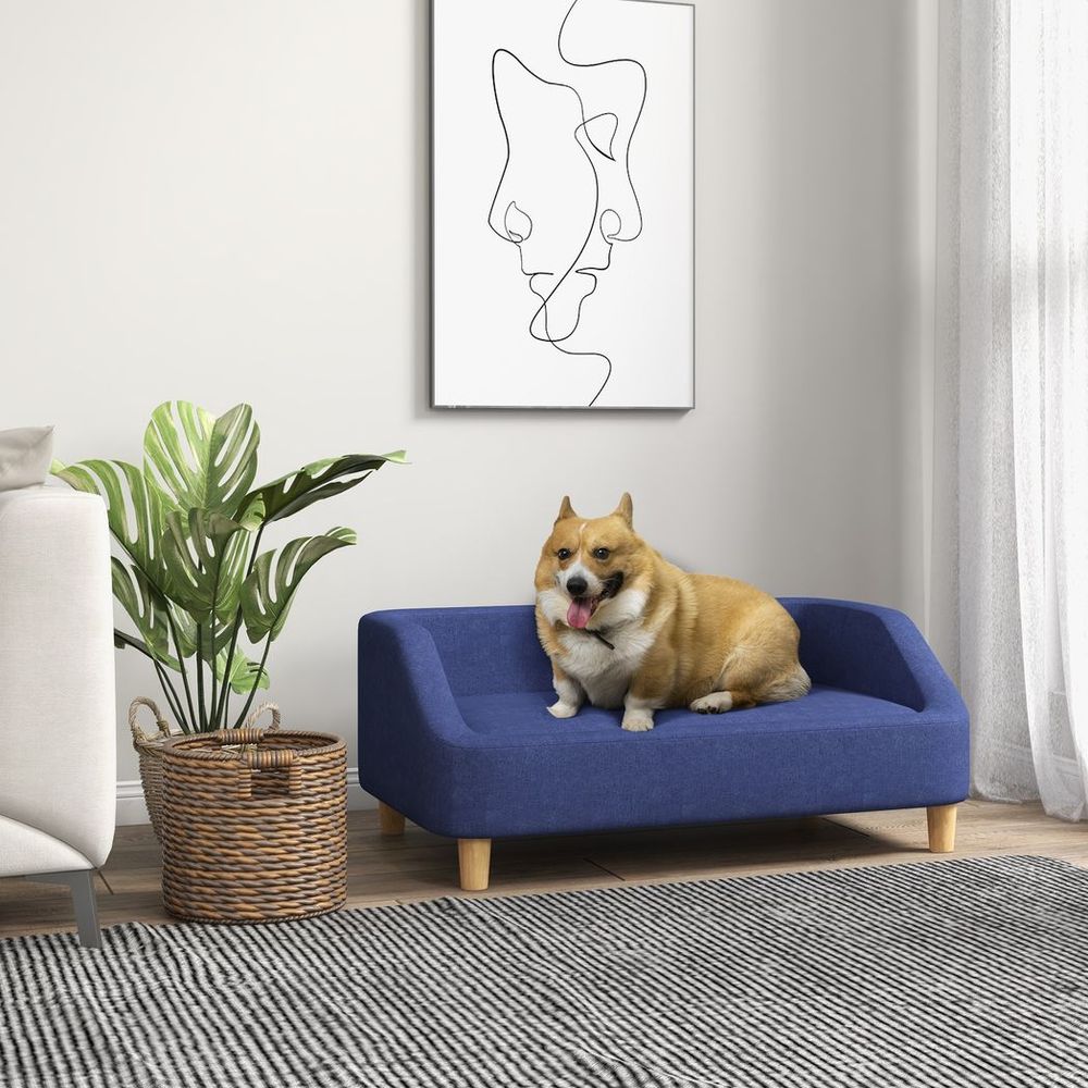 Dog Sofa Cat Couch w/ Removable Washable Cover, for Small Medium Large Dogs Blue