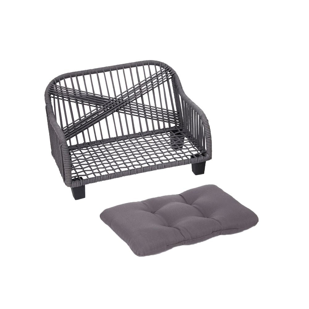 Indoor Outdoor Woven Cat & Dog Sofa Bed Lounger Grey ST-N10007-UK