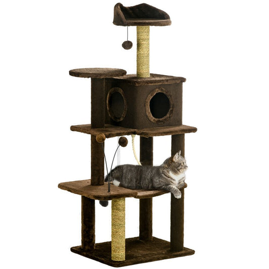 PawHut Cat Tree for Indoor Cats, Modern Cat Tower with Scratching Posts, House