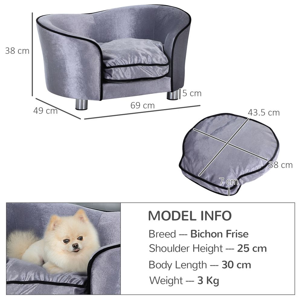 Modern Dog Sofa Couch Puppy Bed Kitten Lounge w/Storage Pocket Removable Cushion