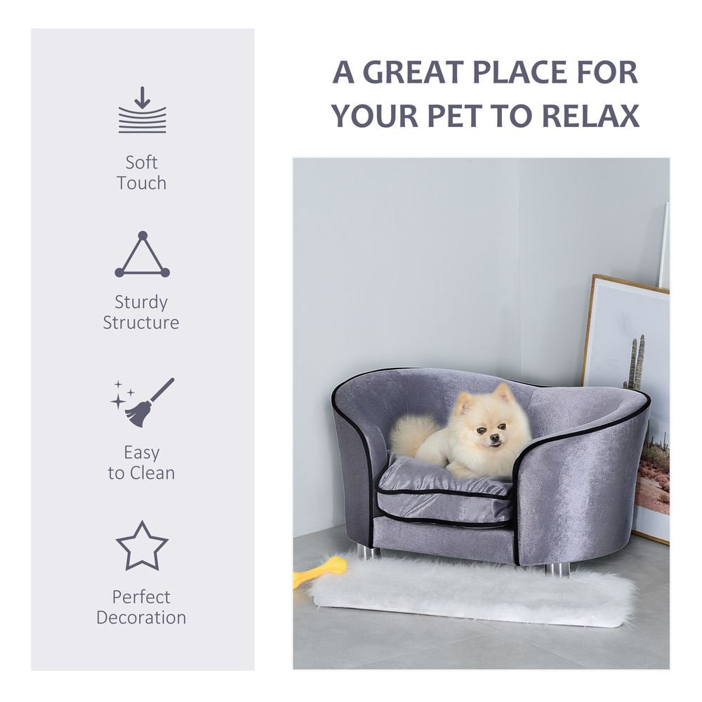 Modern Dog Sofa Couch Puppy Bed Kitten Lounge w/Storage Pocket Removable Cushion