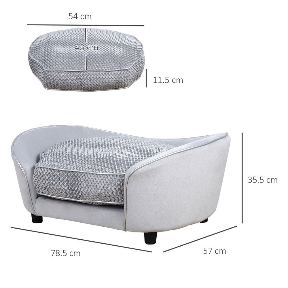 Dog Sofa Pet Couch Bed Kitten Lounge Soft Padded w/ Wooden Frame for XS S Dogs