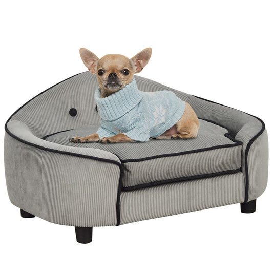 Dog Sofa Bed Pet Chair w/ Sponge Padded Cushion for XS and S Size Dogs - Grey