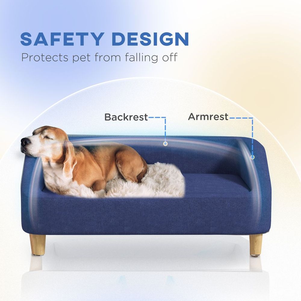 Dog Sofa Cat Couch w/ Removable Washable Cover, for Small Medium Large Dogs Blue
