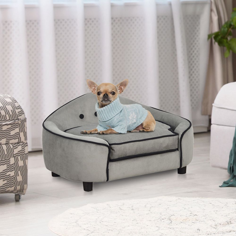 Dog Sofa Bed Pet Chair w/ Sponge Padded Cushion for XS and S Size Dogs - Grey