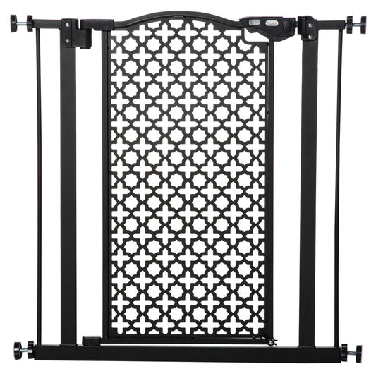 74-80 cm Pet Safety Gate Stair Pressure Fit w/ Auto Close Double Locking, Black