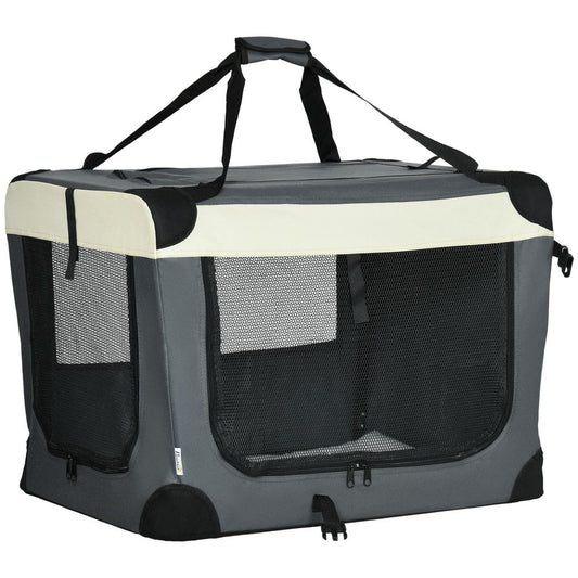 70cm Foldable Pet Carrier w/ Cushion for Mini Dogs and Cats - Grey Pawhut