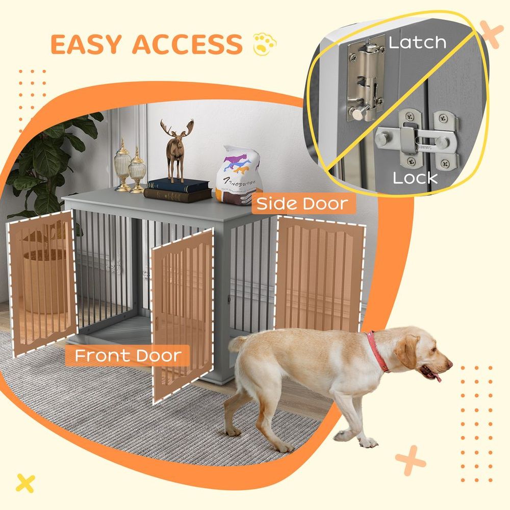 PawHut Dog Crate End Table with Locks and Latches, for Large Dogs