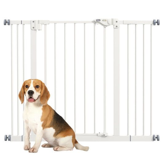 PawHut Adjustable Safety Gate w/ 2 Extensions and Four Adjustable Screws, White