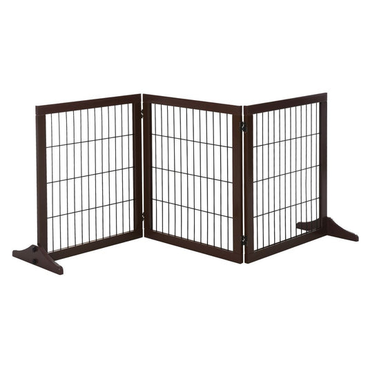 3 Panel Pet Gate Frame Indoor Foldable Dog Barrier w/Supporting Foot Pawhut