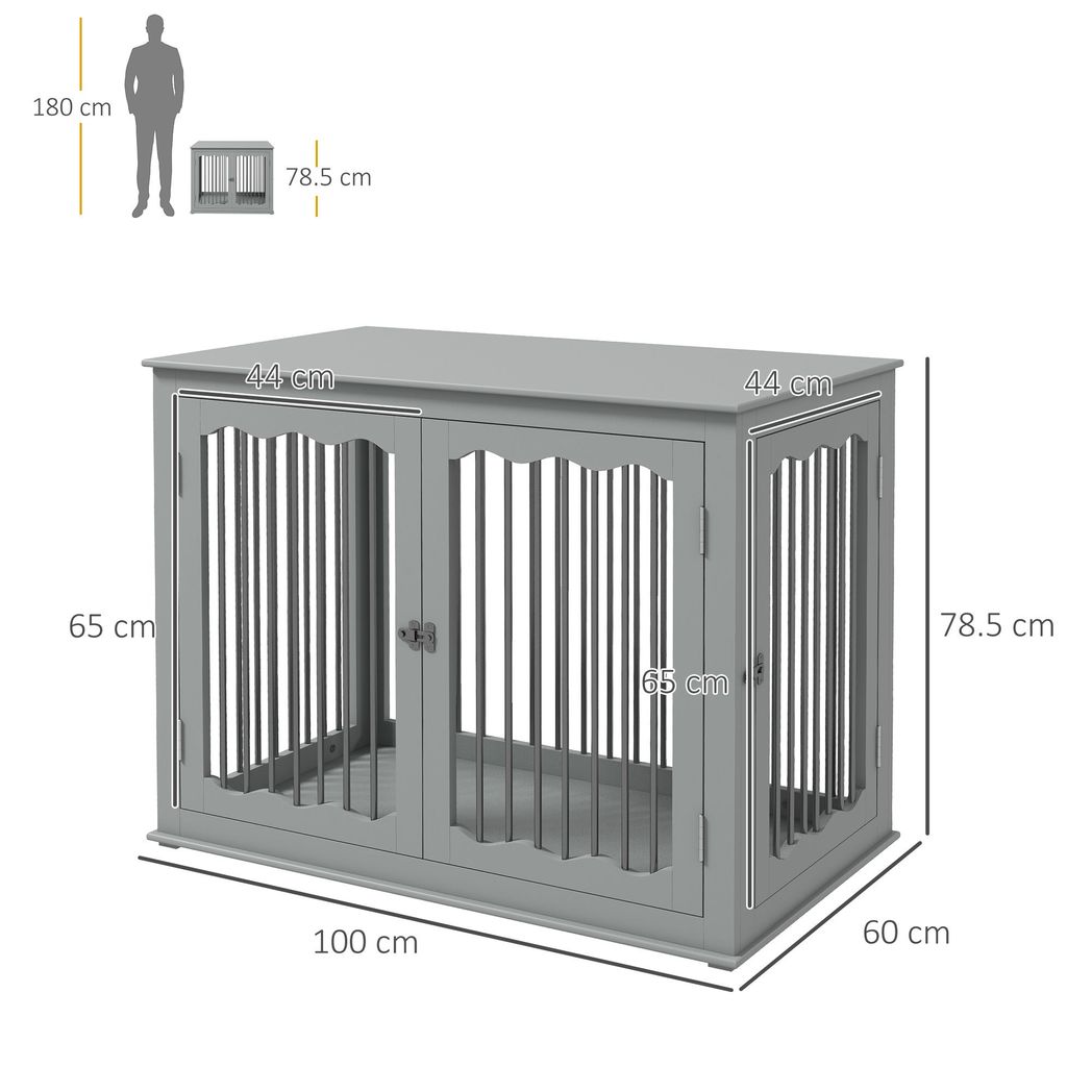 PawHut Dog Crate End Table with Locks and Latches, for Large Dogs