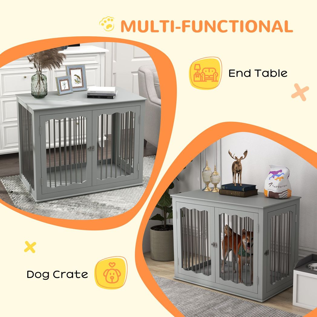 PawHut Dog Crate End Table with Locks and Latches, for Large Dogs