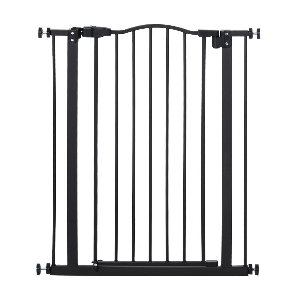 74-80cm Adjustable Metal Pet Gate Safety Barrier w/ Auto-Close Door Black