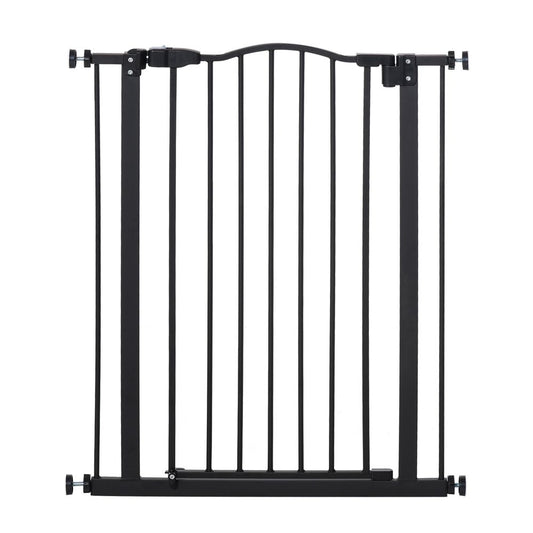 74-80cm Adjustable Metal Pet Gate Safety Barrier w/ Auto-Close Door Black