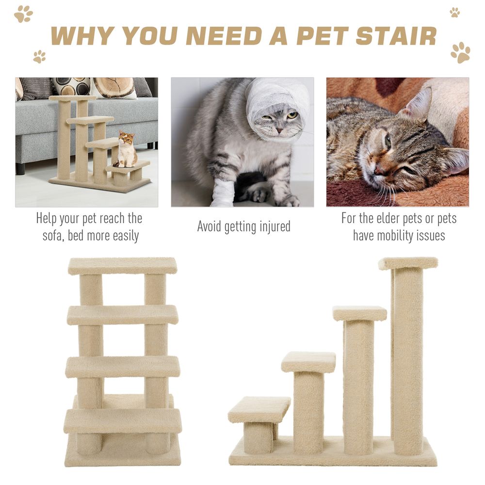 Pet Ramp Stairs 4 Steps Cat Tree Ladder Safety Steps Climbing Frame Brown