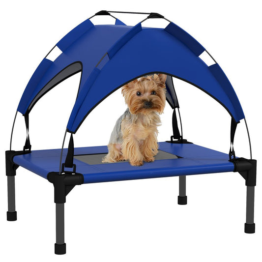 PawHut Cooling Raised Dog Bed w/ Breathable Mesh, for Mini, S Dogs - Dark Blue