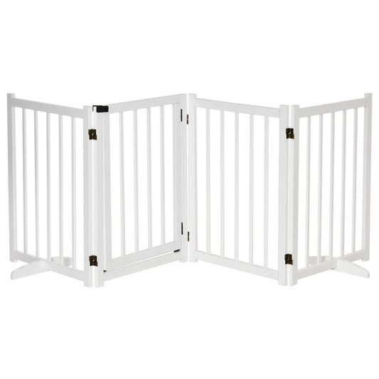 Freestanding Pet Gate w/ 2 Support Feet for Doorways Stairs White Pawhut