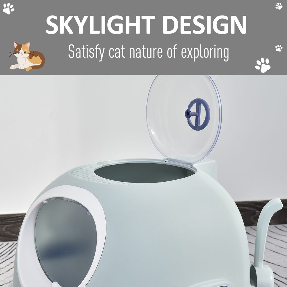 Cat Litter Box Pet Toilet With Scoop Enclosed Drawer Skylight Easy To Clean