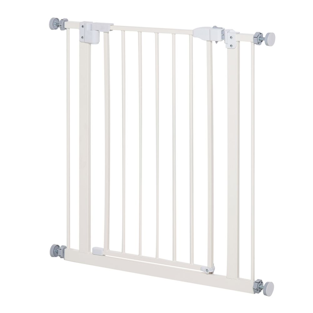 74-80cm Adjustable Metal Pet Gate Safety Barrier w/ Auto-Close Door White