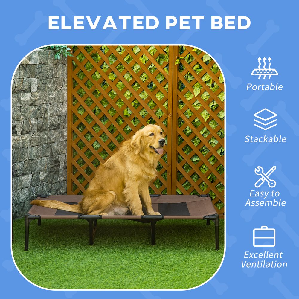 Cooling Elevated Dog Bed Portable Raised Pet Cot for Indoor & Outdoor, Brown