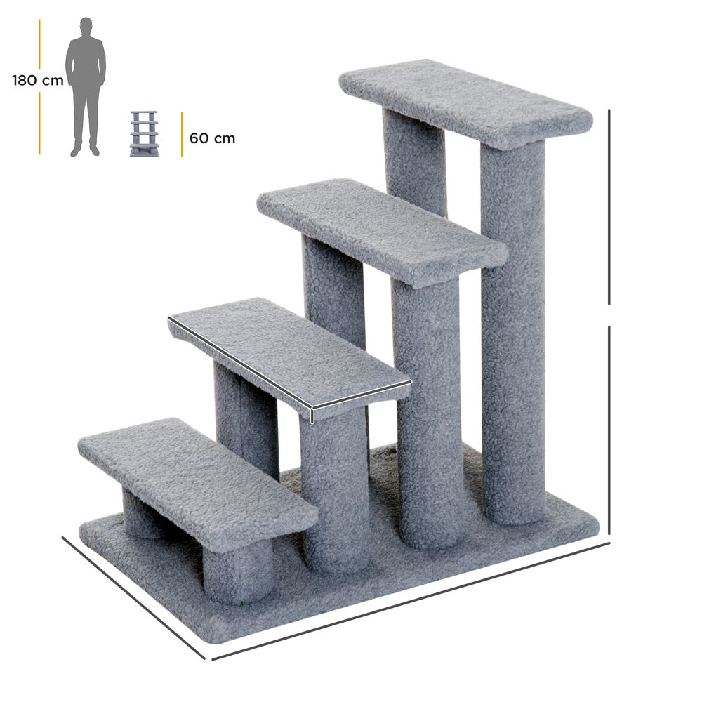 Pet Ramp Stairs 4 Steps Cat Tree Ladder Safety Steps Climbing Frame Grey