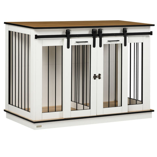 Dog Crate Furniture for Large Dogs, Double Dog Cage for Small Dogs, White