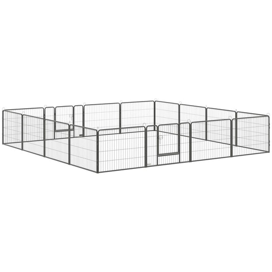 Heavy Duty Dog Pen with 2 Doors, 16 Panels Dog Playpen Puppy Pen, 60H cm