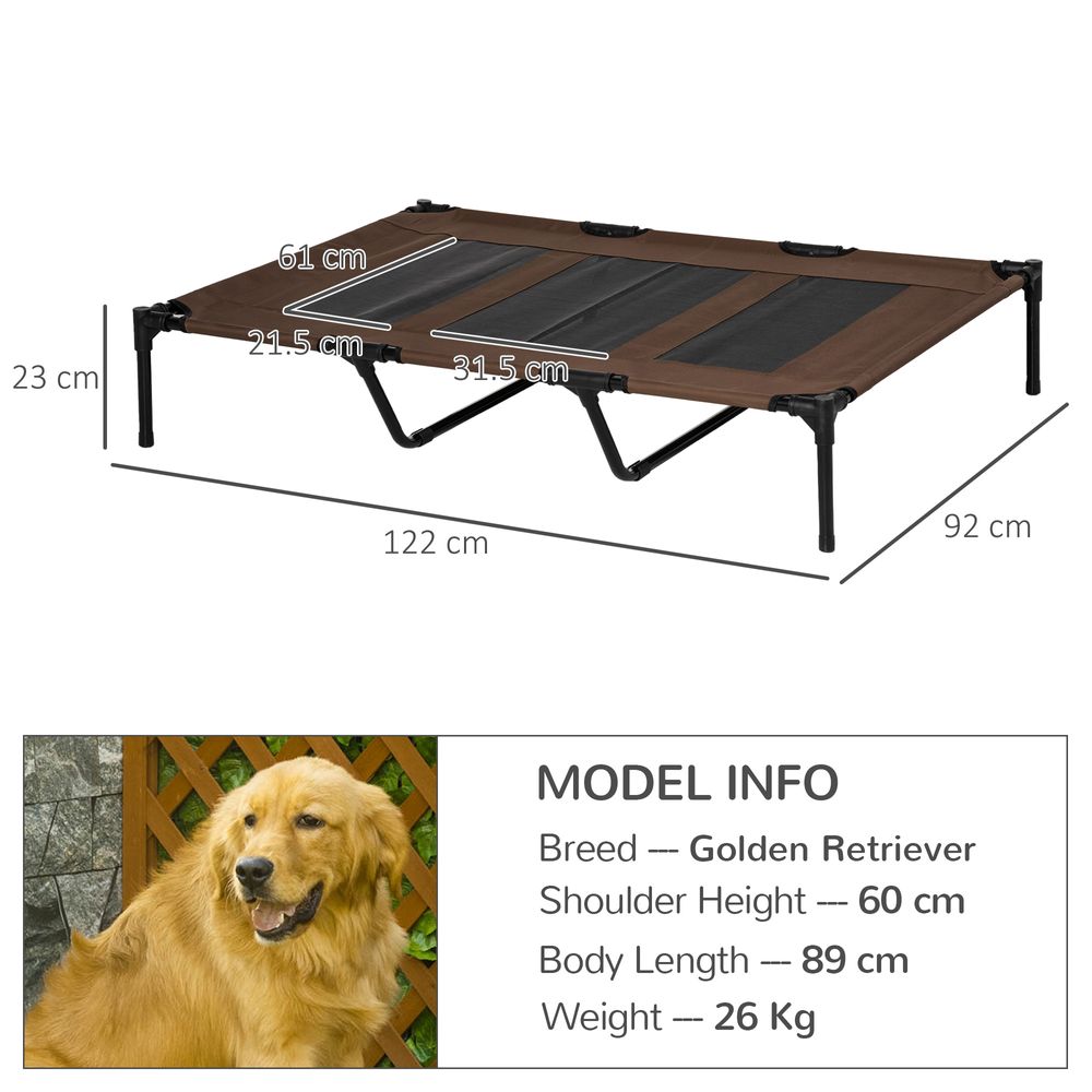 Cooling Elevated Dog Bed Portable Raised Pet Cot for Indoor & Outdoor, Brown