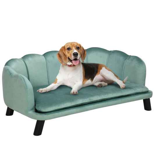 PawHut Dog Sofa, Pet Couch Bed for Medium, Large Dogs w/ Legs, Cushion - Green