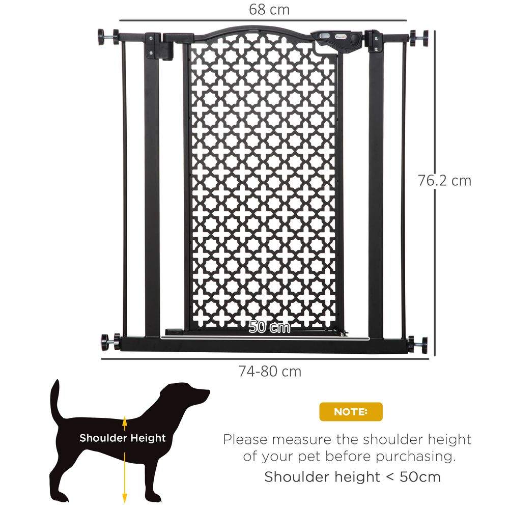 74-80 cm Pet Safety Gate Stair Pressure Fit w/ Auto Close Double Locking, Black