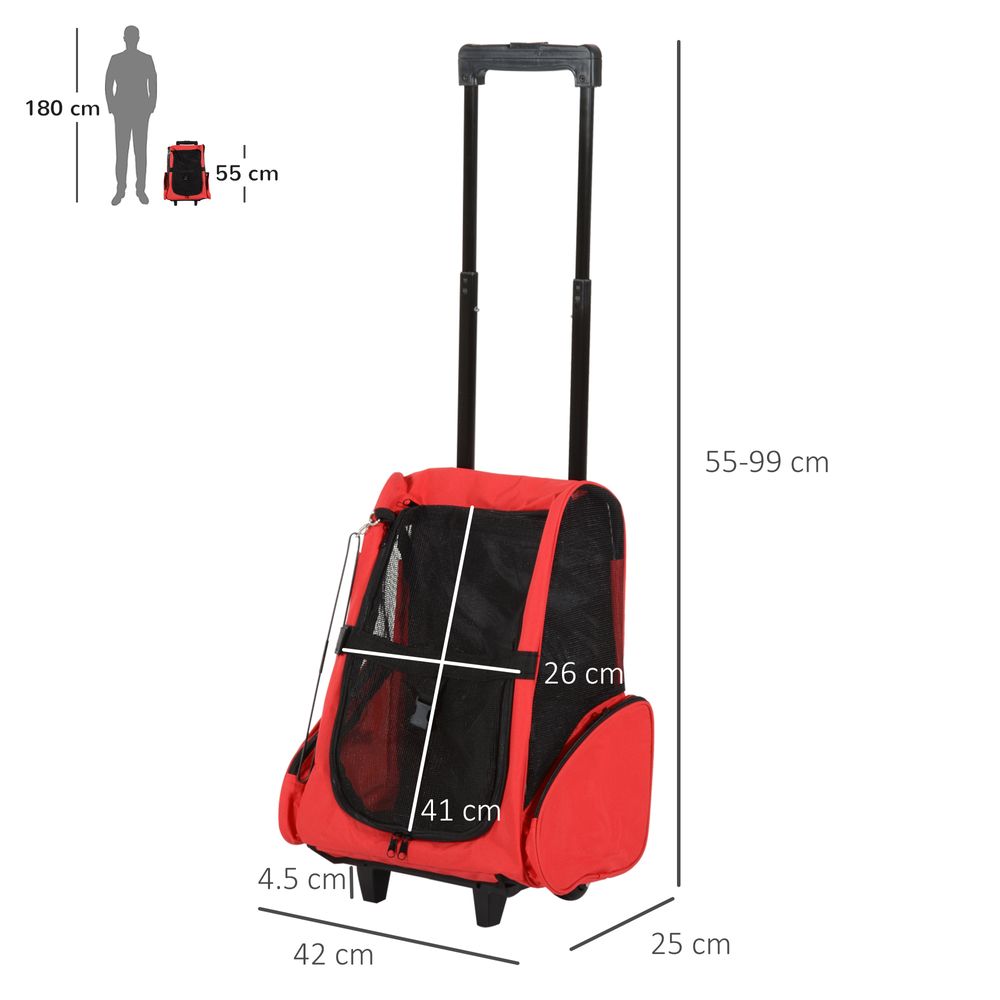 Pet Travel Backpack Bag Cat Puppy Dog Carrier w/ Trolley and Telescopic Handle