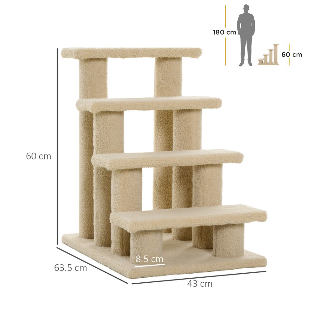 Pet Ramp Stairs 4 Steps Cat Tree Ladder Safety Steps Climbing Frame Brown