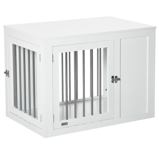 Furniture-Style Dog Crate End Table w/ 2 Doors, for Medium Dogs Pawhut