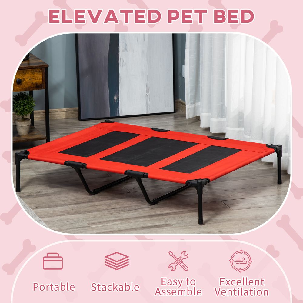 Cooling Elevated Dog Bed Portable Raised Pet Cot for Indoor & Outdoor, Red