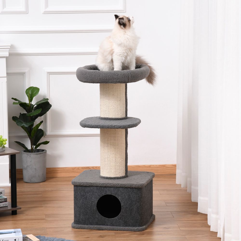 Cat Tree Kitten Tower Pet Furniture w/ Scratching Post Condo Perches Pawhut