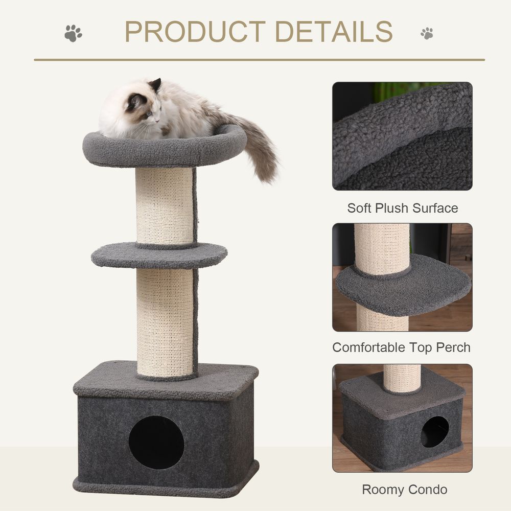 Cat Tree Kitten Tower Pet Furniture w/ Scratching Post Condo Perches Pawhut