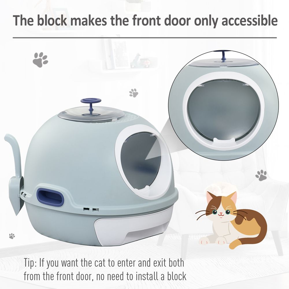 Cat Litter Box Pet Toilet With Scoop Enclosed Drawer Skylight Easy To Clean