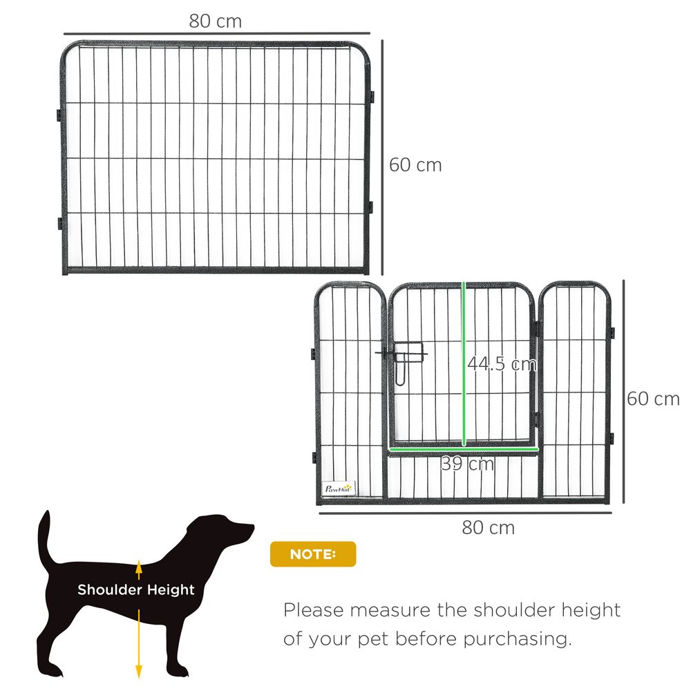 12 Panels Pet Playpen, Heavy-Duty Dog Fence DIY Design w/ Doors, 80 x 60 cm