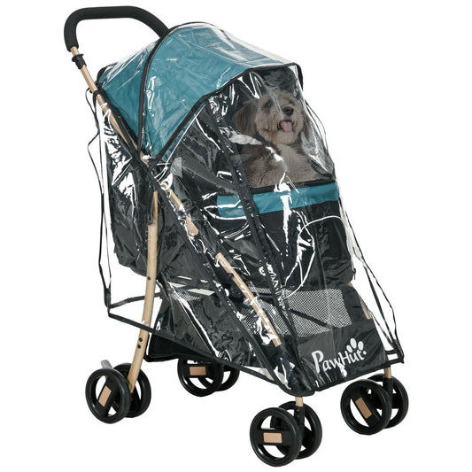 PawHut Pet Stroller for XS and S Dogs with Rain Cover - Dark Green