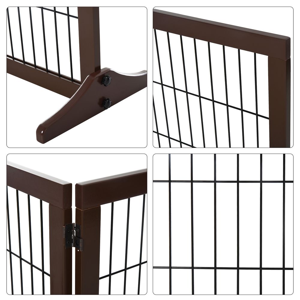 3 Panel Pet Gate Frame Indoor Foldable Dog Barrier w/Supporting Foot Pawhut