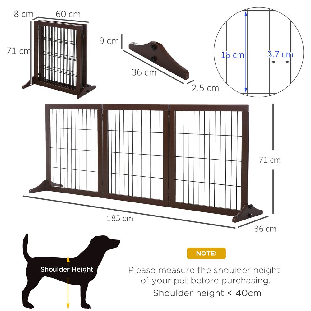 3 Panel Pet Gate Frame Indoor Foldable Dog Barrier w/Supporting Foot Pawhut