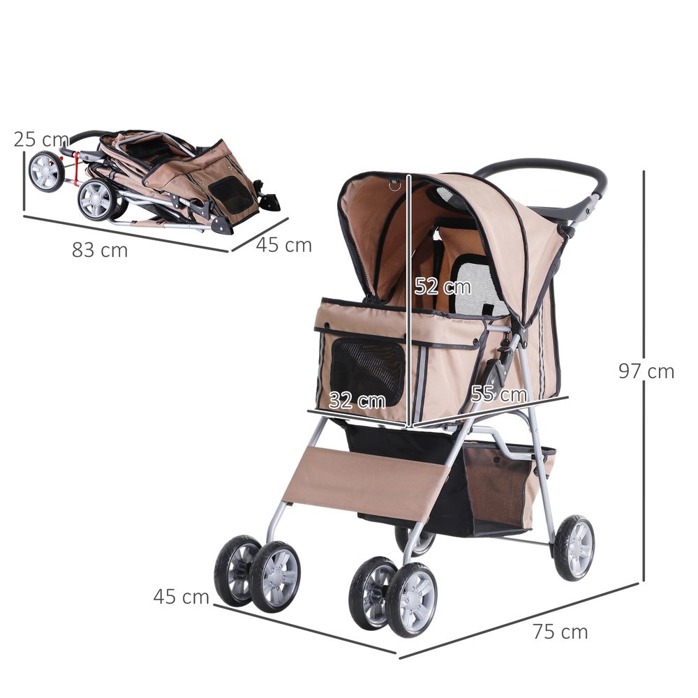 Pet Stroller Carrier Foldable Deluxe Jogger Travel Dog Cat 4 Wheels Pawhut