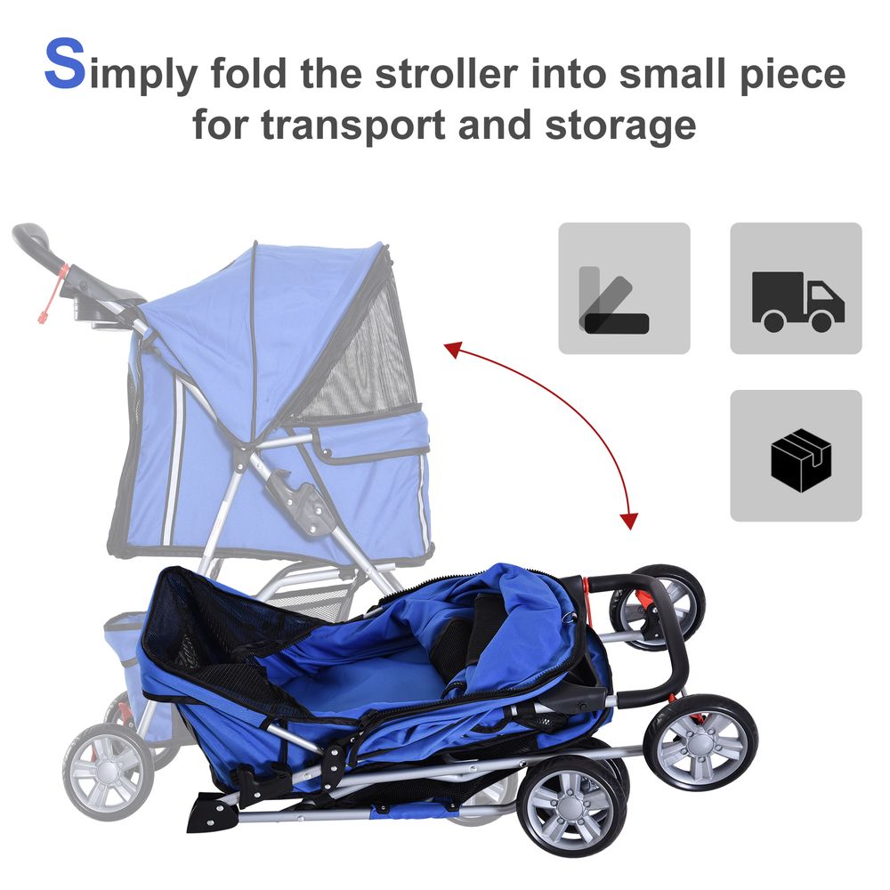 Pet Stroller Cat Dog Jogger Puppy Pushchair Travel Cart Carrier Walk 4 Wheels