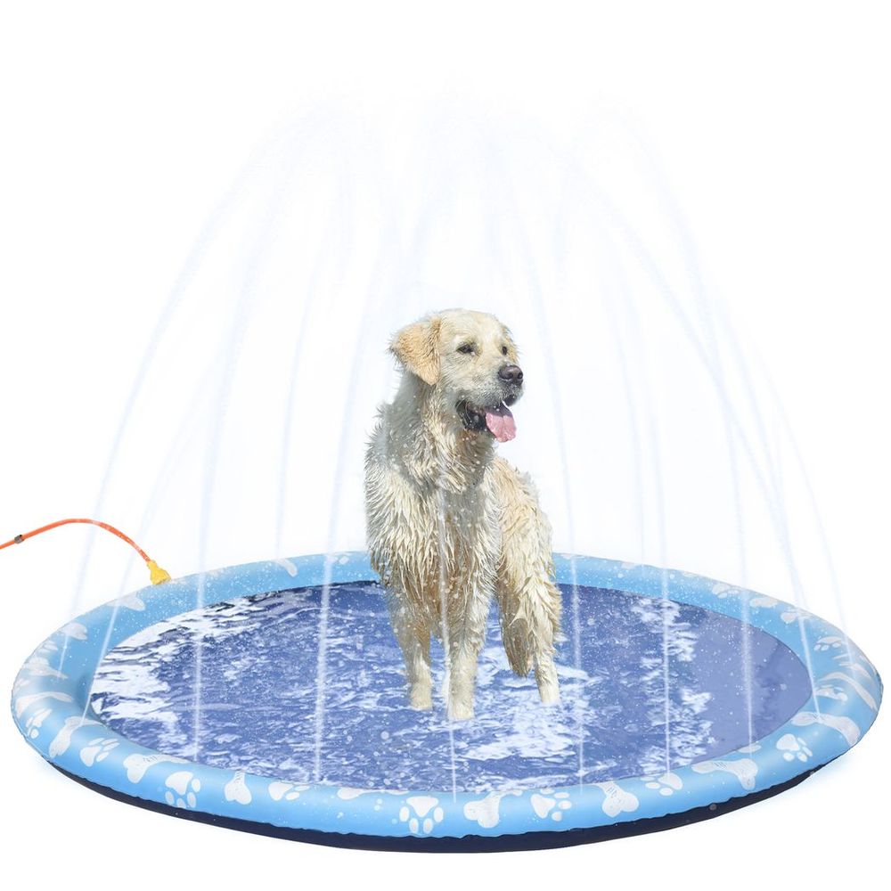 170cm Splash Pad Sprinkler for Pets Dog Bath Pool Non-slip Outdoor Blue