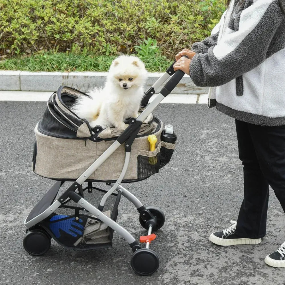 Detachable Pet Stroller 2-In-1 Foldable Dog Cat Travel Carriage Carrying Bag