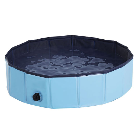 Portable Pet Paddling Pool Swimming Bath Cat Dog Puppy Foldable Blue 80cm