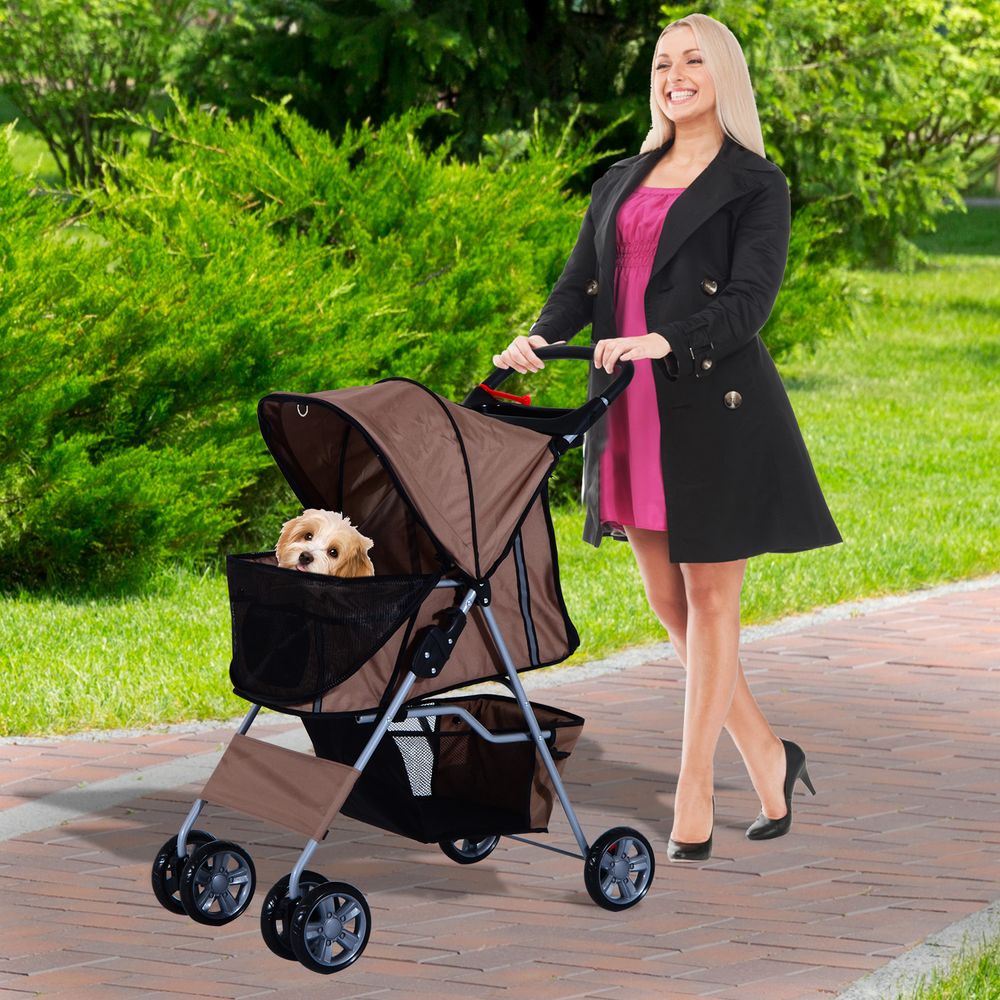 Pet Stroller Carrier Foldable Deluxe Jogger Travel Dog Cat 4 Wheels Pawhut