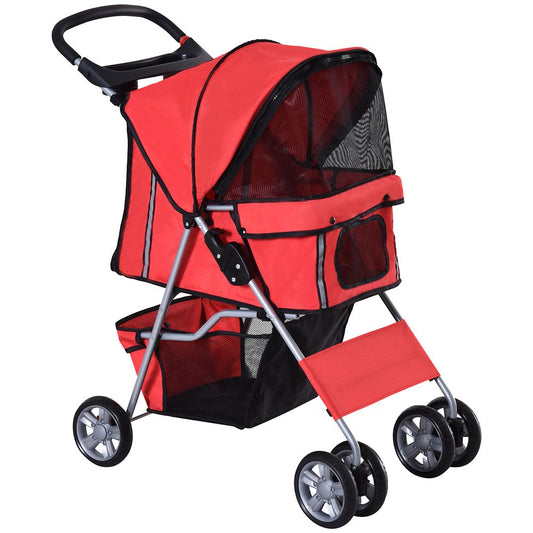 Pet Stroller Carrier Foldable Deluxe Jogger Travel Dog Cat 4 Wheels Pawhut